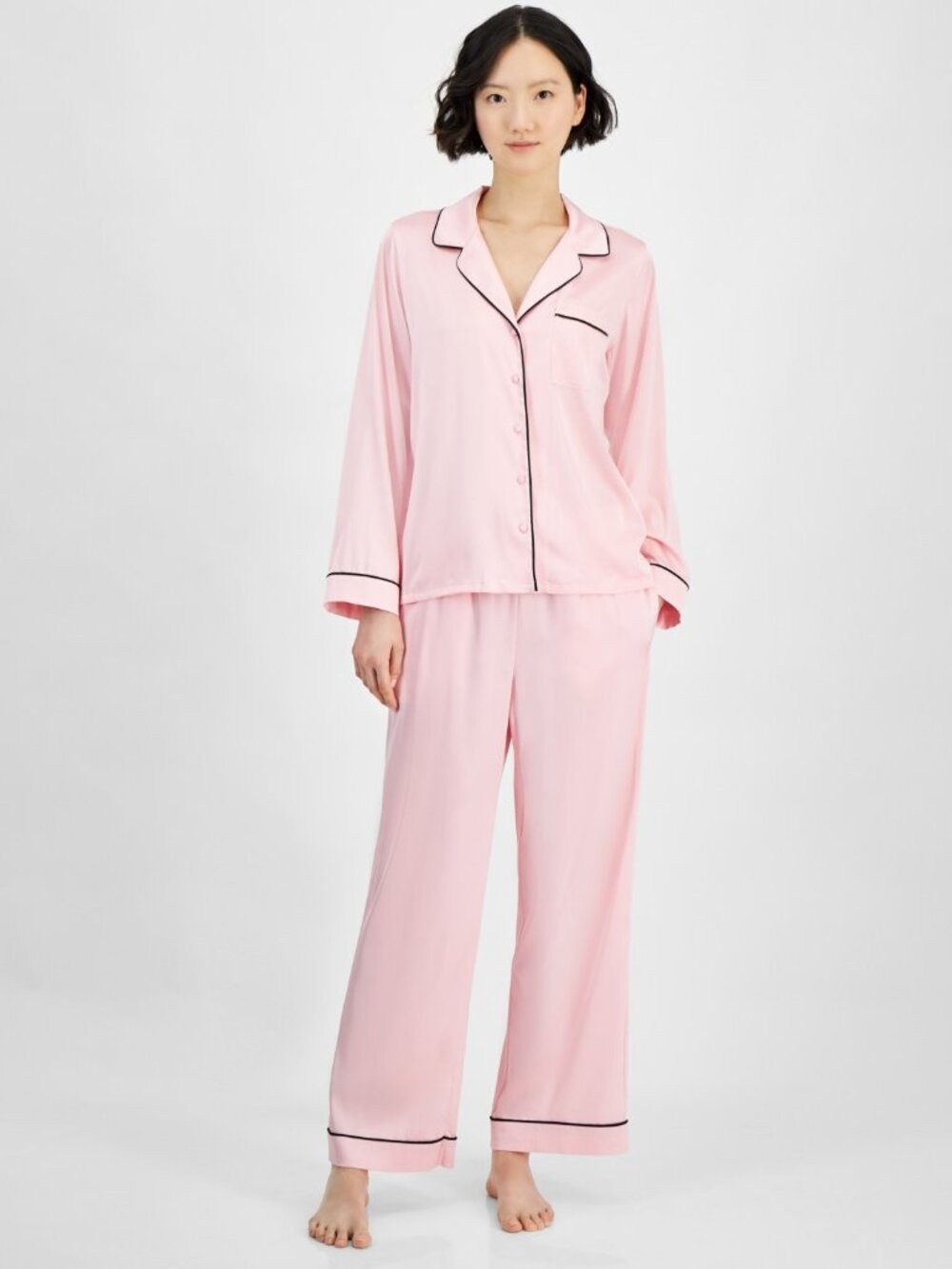 #1985 I.n.c. International Concepts 2-Pc. Piped-Trim Satin Pajamas Set, Create